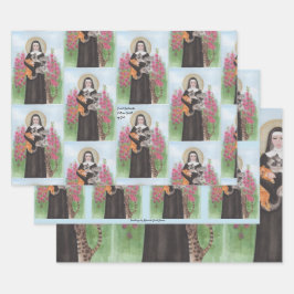 オリジナル熱狂するキャットレディージェルトルードパトロン猫の聖 ラッピングペーパーシート