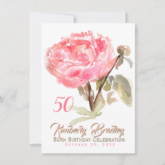 オリジナル牡丹の水の色50th誕生日パーティーFCI 招待状 (正面)