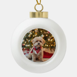 オリジナル犬のクリスマスオーナメント｜ペットの写真 セラミックボールオーナメント