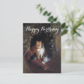 オリジナル猫と子猫たちお誕生日おめでとう ポストカード (スタンド正面)