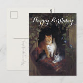 オリジナル猫と子猫たちお誕生日おめでとう ポストカード (正面/裏面)