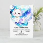 オリジナル猫のプリント誕生日 招待状 (スタンド正面)