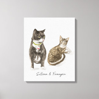 オリジナル猫の肖像画 水彩スタイル キャンバスプリント