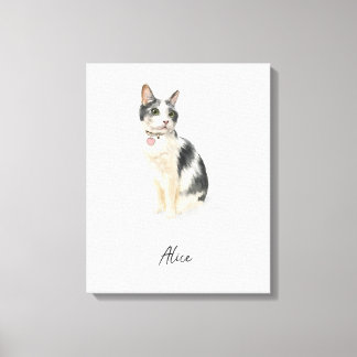 オリジナル猫の肖像画 水彩画 キャンバスプリント