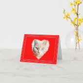 オリジナル猫の赤いバレンタインカード カード (黄色い花)