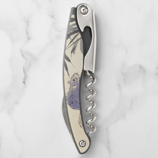 オリジナル竹絵画ネズミの中国の年〔占星術の〕十二宮図C ソムリエナイフ (裏面)