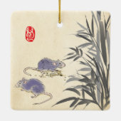 オリジナル竹絵画ネズミの希望中国のSq セラミックオーナメント (裏面)