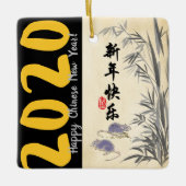 オリジナル竹絵画ネズミの希望中国のSq セラミックオーナメント (正面)