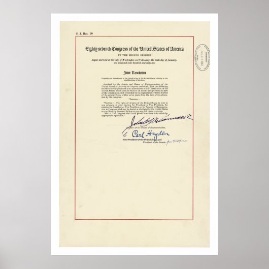 オリジナル第24回米国憲法改正 ポスター (正面)