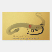 オリジナル絵を描のスネ中国のーク旧正月 長方形シール (正面)