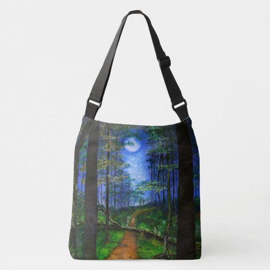 オリジナル絵を描の森林放棄の道 クロスボディバッグ (正面)