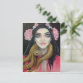 オリジナル絵を描アートの女の子と彼女のヘビ ポストカード (スタンド正面)