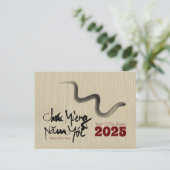 オリジナル絵を描スネークベトナム新年2025 P ポストカード (スタンド正面)