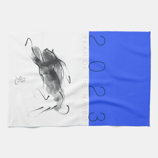 オリジナル絵画のラビット中国のイヤー〔占星術の〕十二宮図KT キッチンタオル (横)