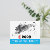 オリジナル絵画の中国のラビットイヤー誕生日HHP シーズンポストカード (スタンド正面)