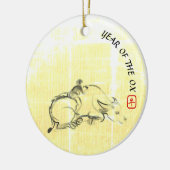 オリジナル絵画の水牛の子牛年CRO セラミックオーナメント (左)