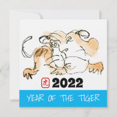オリジナル絵画の4中国のタイガー年誕生日Sq シーズンカード (正面)