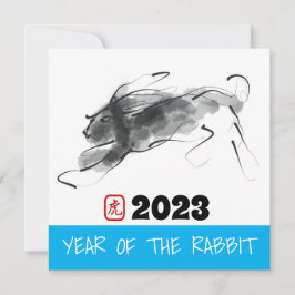 オリジナル絵画ス中国のラビットイヤー誕生日SqC カード
