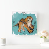 オリジナル絵画ズタイガー誕生日SqWC3 スクエア壁時計 (ホーム)