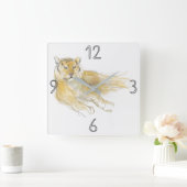 オリジナル絵画ズタイガー誕生日WC1 スクエア壁時計 (ホーム)