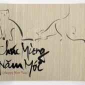 オリジナル絵画ズ2023年ベトナム新年3FC 三つ折りクリスマスカード (内部中)