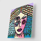 オリジナル絵画抽象芸術の女性 スクエア壁時計 (傾斜)