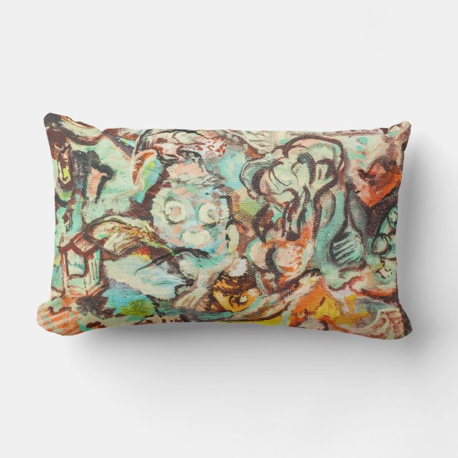 オリジナル絵画抽象芸術屋外腰枕 アウトドアクッション (正面)