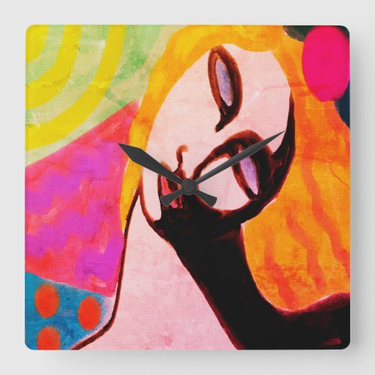 オリジナル絵画抽象芸術 スクエア壁時計 (正面)