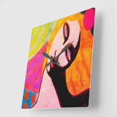 オリジナル絵画抽象芸術 スクエア壁時計 (傾斜)