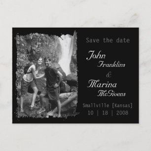 オリジナル縦フレーム :Save the Date ちぎれた縁 案内ポストカード