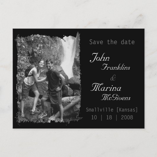 オリジナル縦フレーム :Save the Date ちぎれた縁 案内ポストカード (正面)