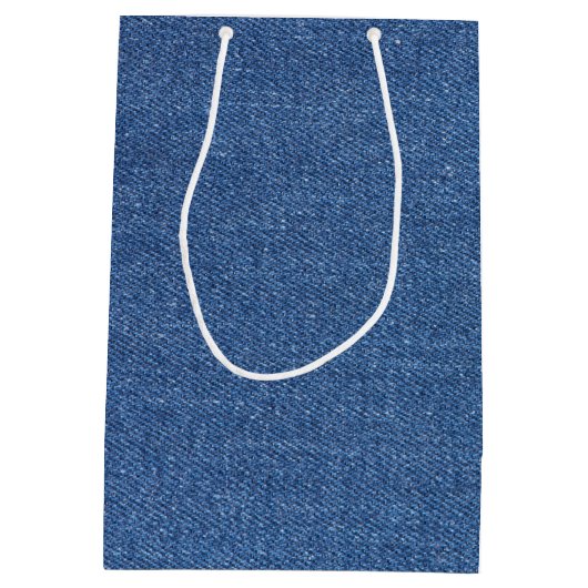 オリジナル織物ブルーファッションジャンデニム ミディアムペーパーバッグ (裏面)
