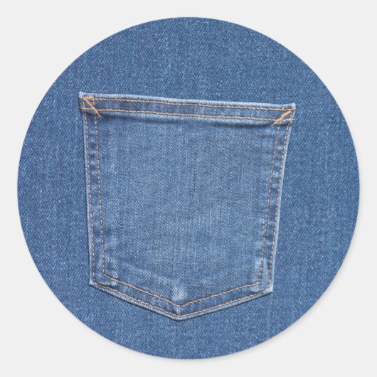 オリジナル織物ブルーファッションジーンズポケット ラウンドシール (正面)