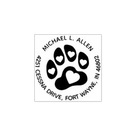 オリジナル肉球丸型返送先ゴムスタンプ ラバースタンプ