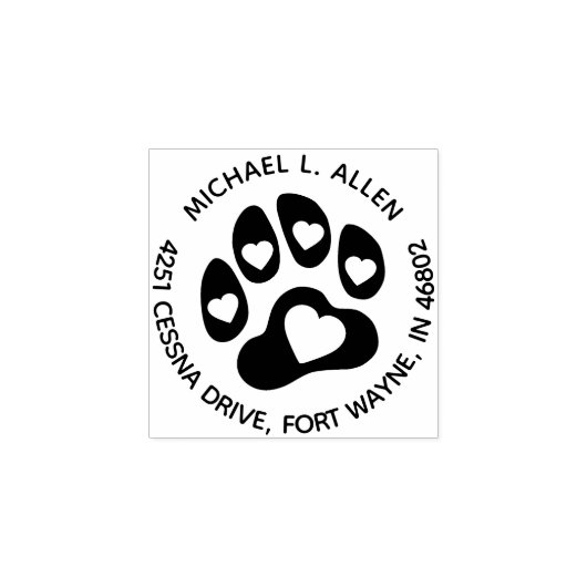 オリジナル肉球丸型返送先ゴムスタンプ ラバースタンプ (インプリント)