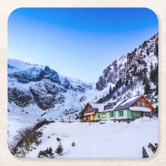 オリジナル角形コースター マライエスティ、ブチェギ山 スクエアペーパーコースター (正面)