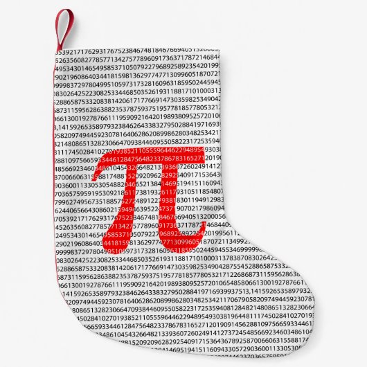 オリジナル赤数値π日数学記号 スモールクリスマスストッキング (正面)