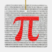 オリジナル赤数値π日数学記号 セラミックオーナメント (裏面)
