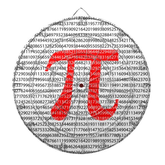 オリジナル赤数値π日数学記号 ダーツボード (正面)