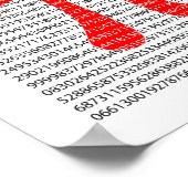 オリジナル赤数値π日数学記号 ポスター (角)