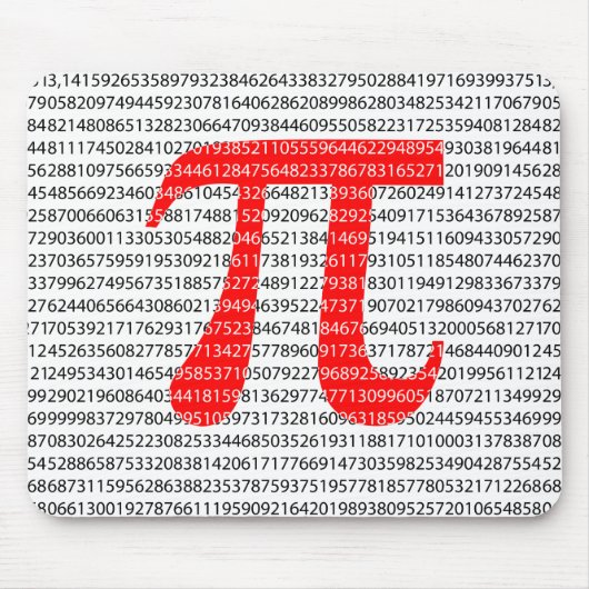 オリジナル赤数値π日数学記号 マウスパッド (正面)