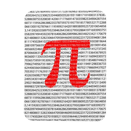 オリジナル赤数値π日数学記号 マグネット (縦)