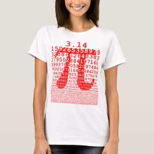 オリジナル赤数値π日数学記号 tシャツ