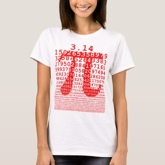 オリジナル赤数値π日数学記号 tシャツ (正面)