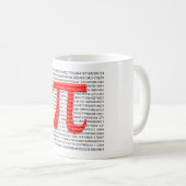 オリジナル赤数字円周率の日数学記号 コーヒーマグカップ (正面右)