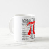 オリジナル赤数字円周率の日数学記号 コーヒーマグカップ (正面左)