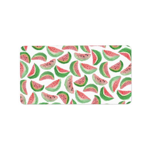 オリジナル赤緑色水彩トレンディースイカ ラベル (正面)