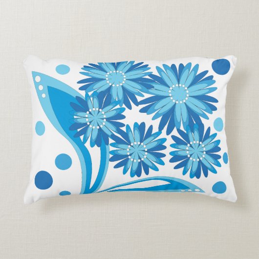 オリジナル青い花 アクセントクッション (正面)