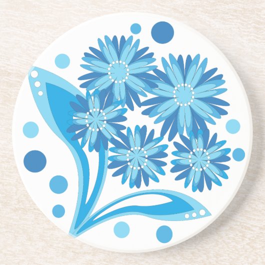 オリジナル青い花 コースター (正面)
