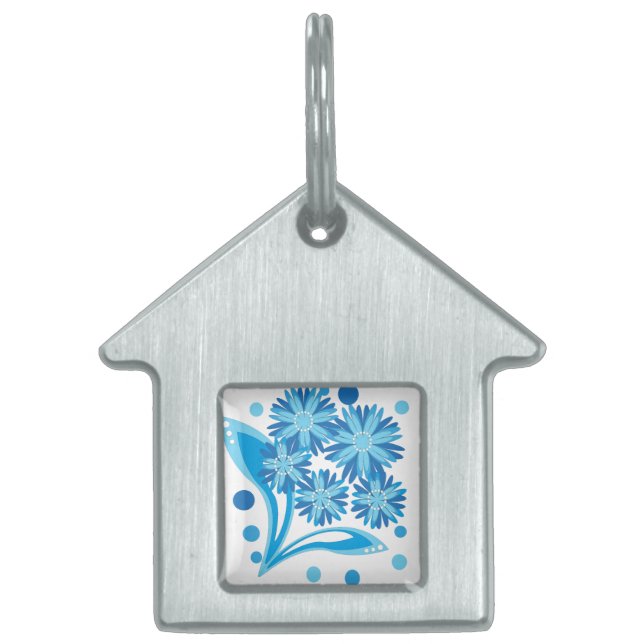 オリジナル青い花 ペットネームタグ (正面)